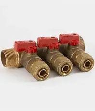 מחלק ברז 3 יציאות אדום פקס 3/4X1/2