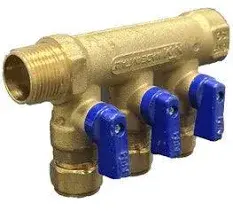 מחלק ברז 3 יציאות כחול פקס 3/4X1/2